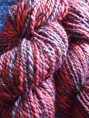 Hand Spun Northern Lights colour Field Berry